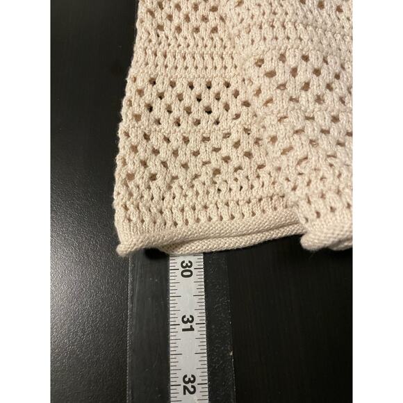 Sincerely Jules Women Pants Medium Cream Crochet Sheer Flare Festival Boho Beach - Picture 8 of 9